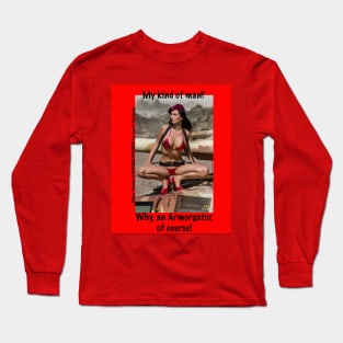 Armorgator Babe 11 - Red Background Long Sleeve T-Shirt